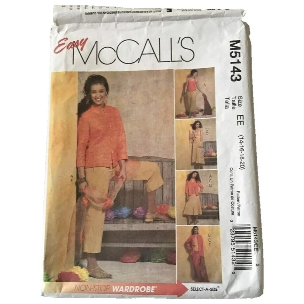 #M5143 McCalls pants top seperates sewing pattern size 14-20